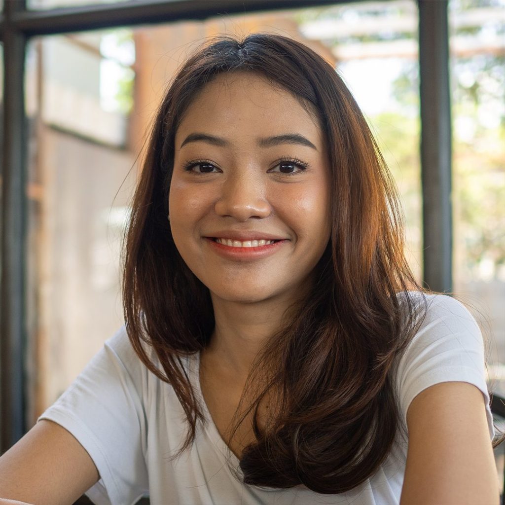 young hopeful mixed woman